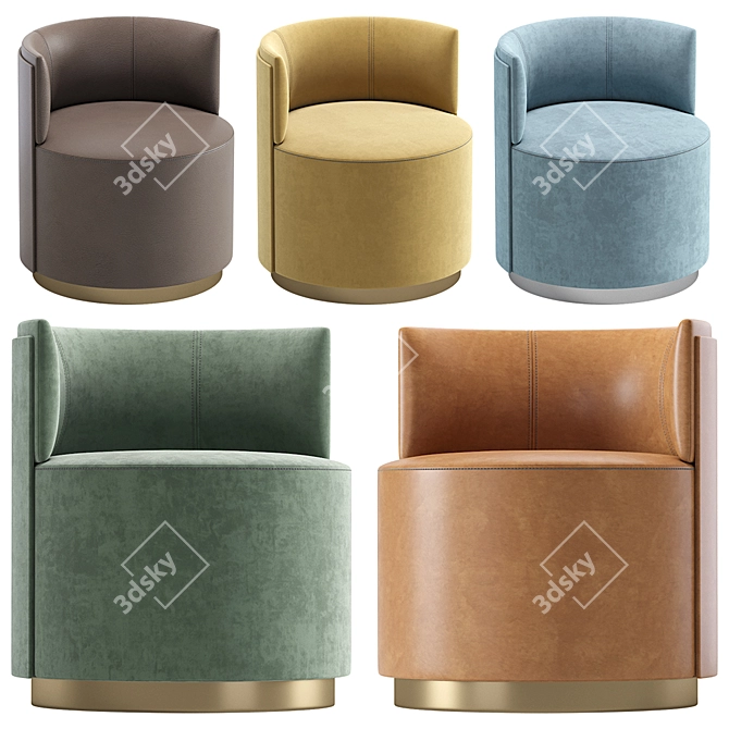 Elegant Armchair: Frag Velvet & Leather 3D model image 2