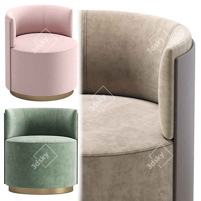 Elegant Armchair: Frag Velvet & Leather 3D model image 6