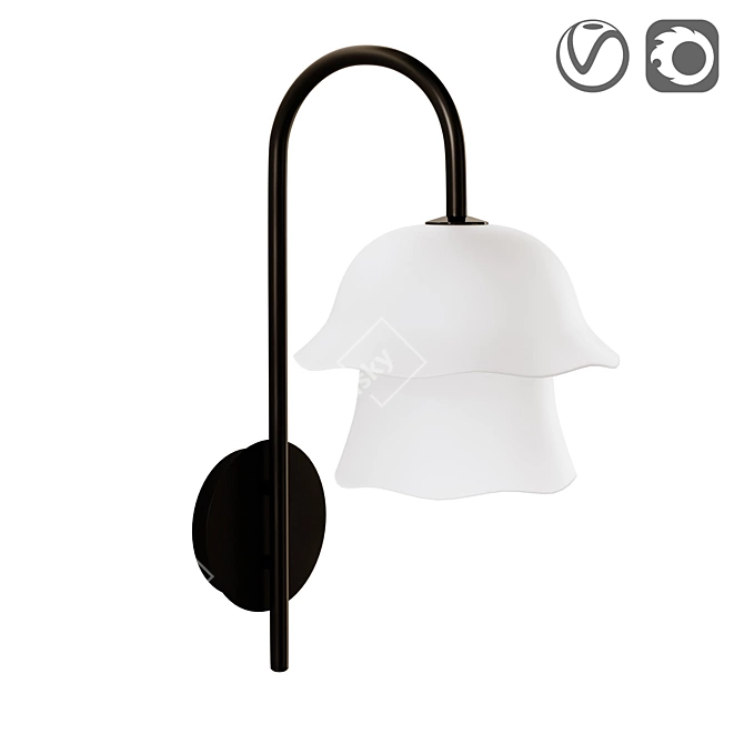 Industrial Chic Metal and Glass Wall Lamp 3D model image 1