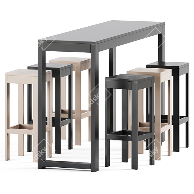Stylish Outdoor Set: High Table & Bar Stool 3D model image 1