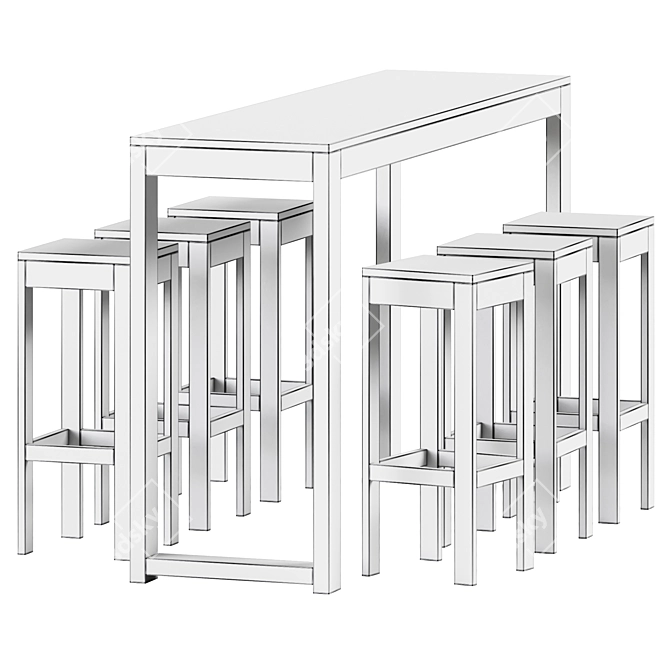 Stylish Outdoor Set: High Table & Bar Stool 3D model image 2