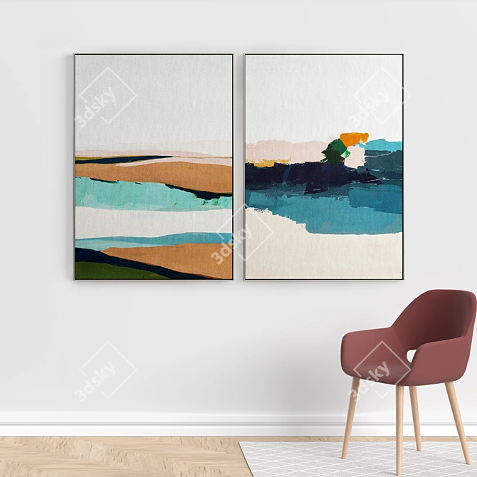 Elegant Frames S-296: Set of 2 Paintings in High-Quality Materials 3D model image 5