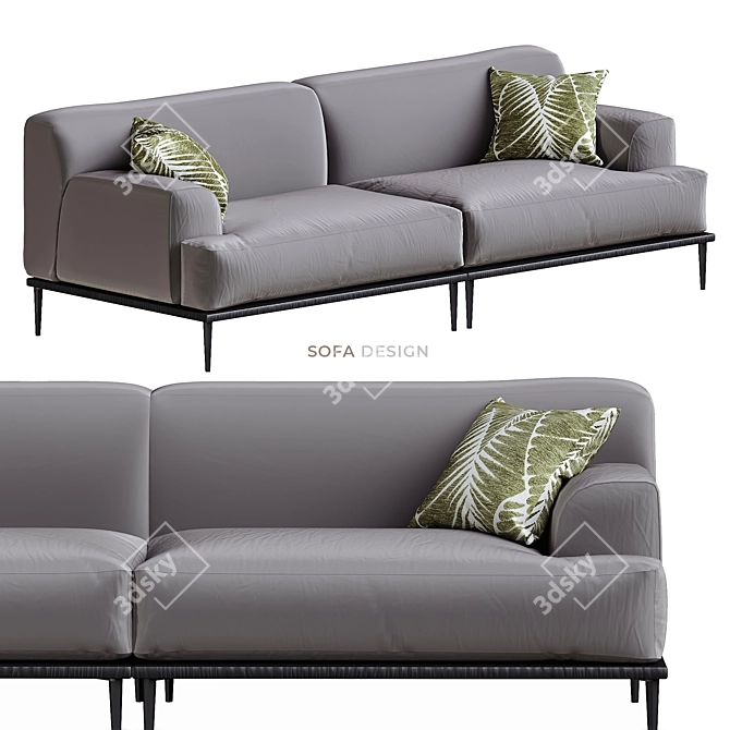 Elegant Velvet Albi Sofa 3D model image 1