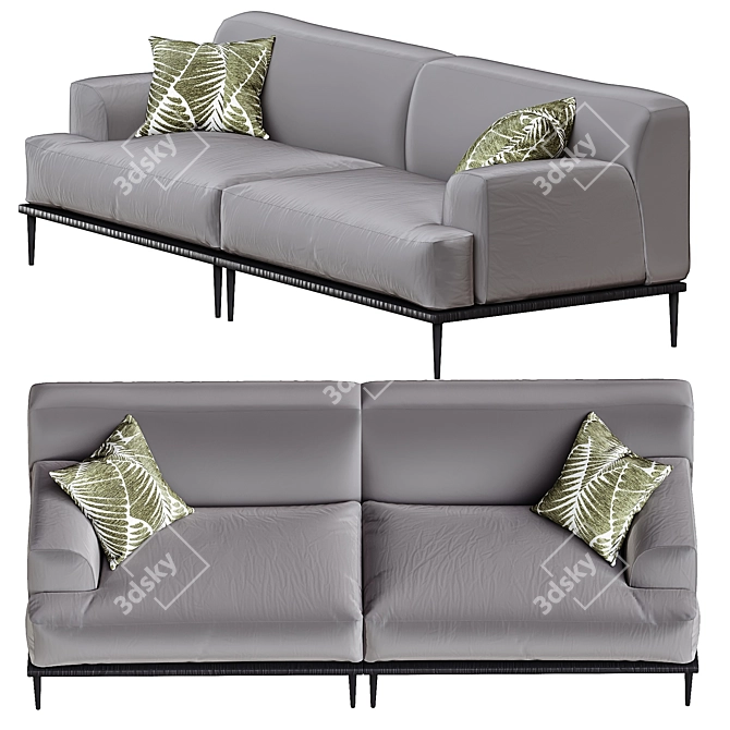 Elegant Velvet Albi Sofa 3D model image 2