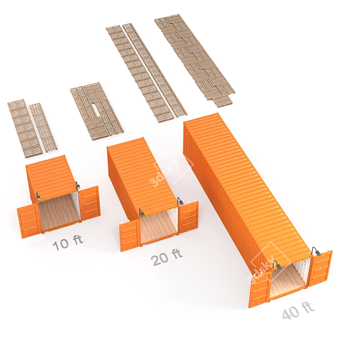 Versatile 10-40 ft Container: RAL 2000 Color Option 3D model image 5