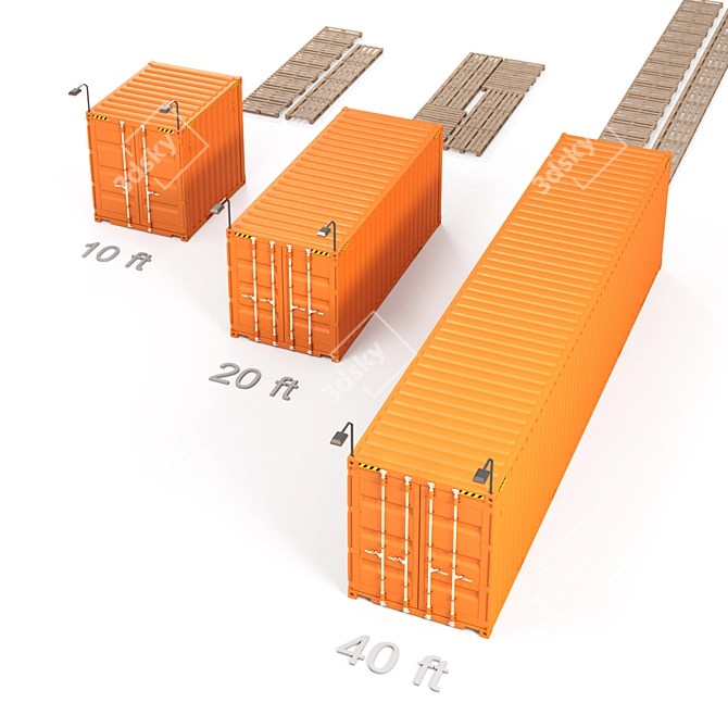 Versatile 10-40 ft Container: RAL 2000 Color Option 3D model image 6