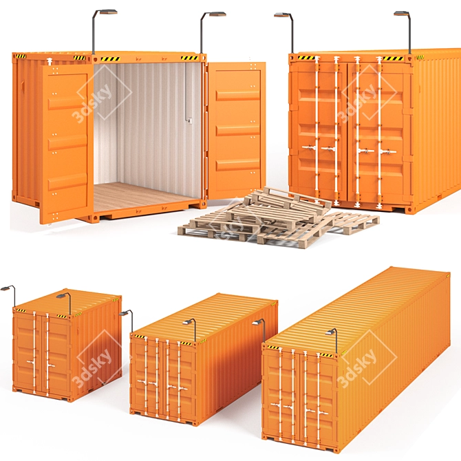 Versatile 10-40 ft Container: RAL 2000 Color Option 3D model image 7