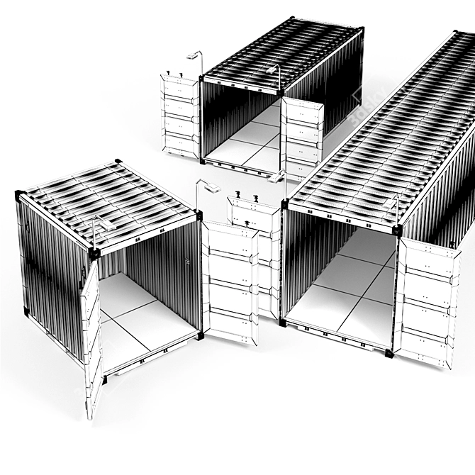 Versatile 10-40 ft Container: RAL 2000 Color Option 3D model image 8