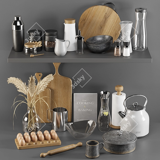 Modern Kitchen Essentials Set 3D model image 2