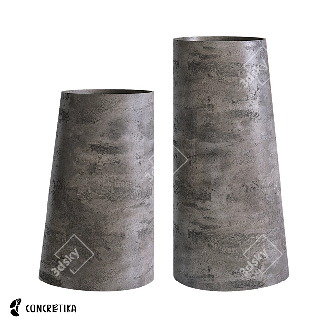 Concretika Duet Concrete Planter - Modern Design 3D model image 1