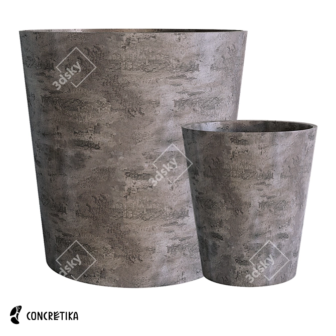 Modern Crater XL Concrete Planters 3D model image 1