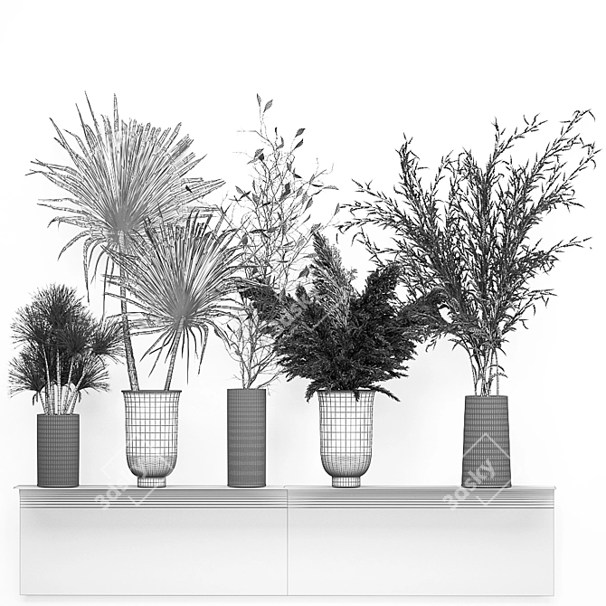 Elegant Floral Display in Glass Vase 3D model image 7