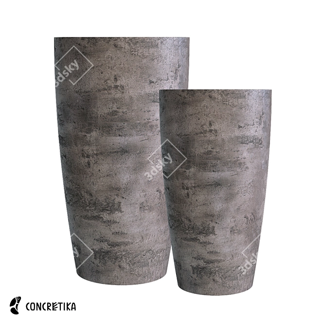 Modern Concrete OM Planters 3D model image 1