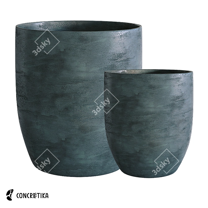 Midnight Collection Vase3: Elegant Concrete Planters 3D model image 1