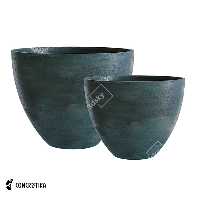 Midnight Oasis Planters - Stylish Collection of Concrete Planters 3D model image 1