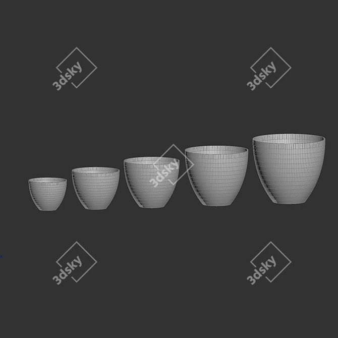 Midnight Oasis Planters - Stylish Collection of Concrete Planters 3D model image 3