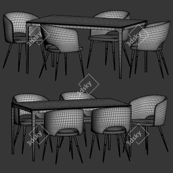 Elegant Basel Chair Canto Table Set 3D model image 3