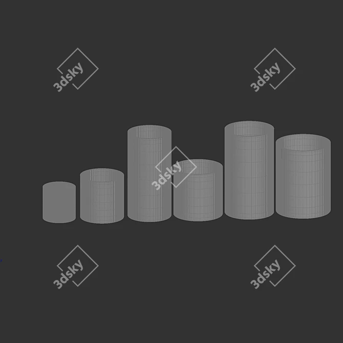 Midnight Cylinder Collection: Sleek & Stylish Planters 3D model image 3