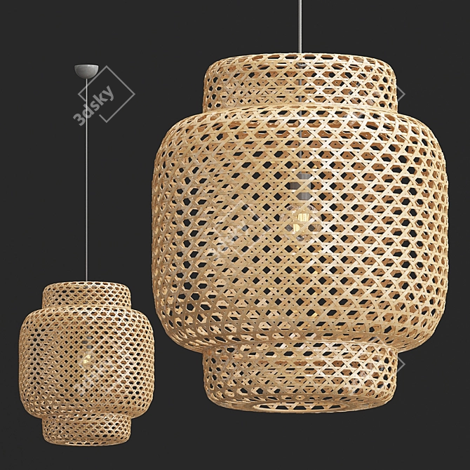 Beach-Inspired Rattan Pendant Light 3D model image 1