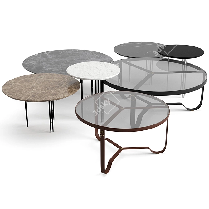 Gubi Coffee Tables Set: Adnet & IOI Tables 3D model image 1