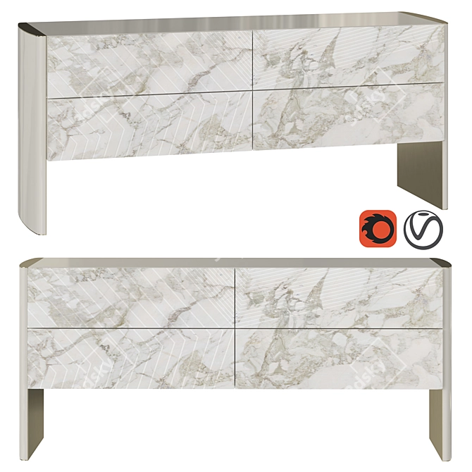 Luxury Marble Dresser: Hessentia Cornelio Cappellini Linfa 3D model image 1