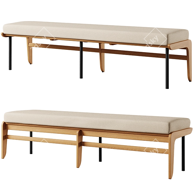 Kinney Teak Outdoor Dining Bench: Stylish and Durable 3D model image 1