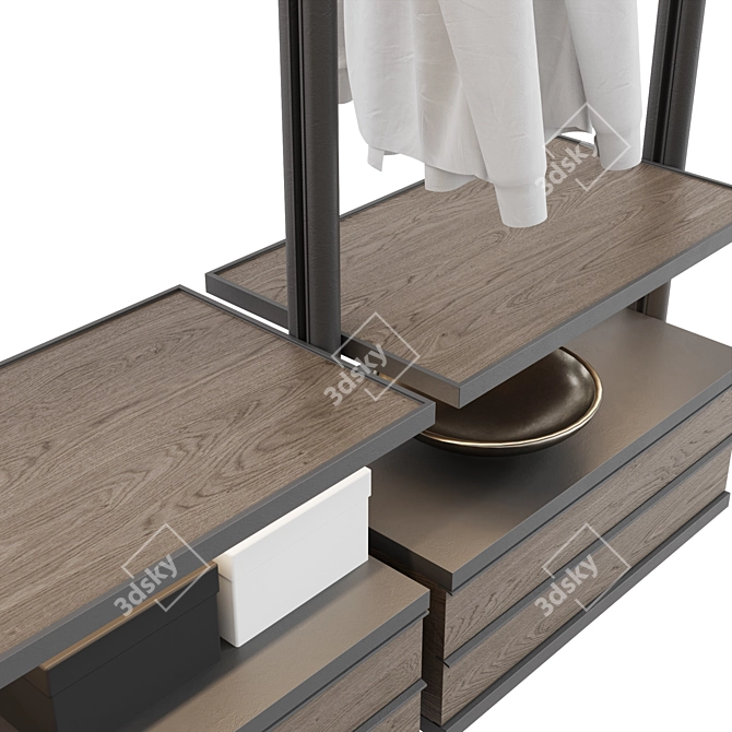 Elegant Black Metal Wood Lexington 3D model image 3