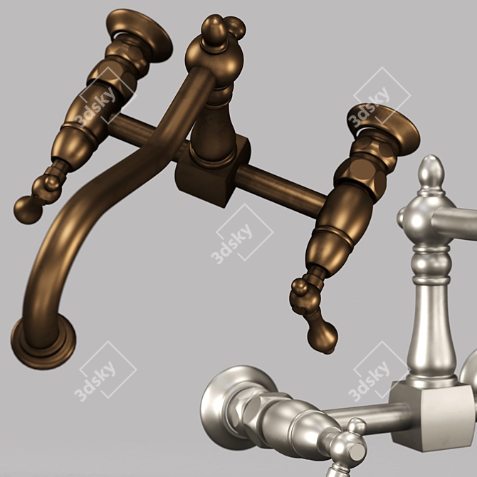 Vintage-Inspired Kingston Faucets 3D model image 2