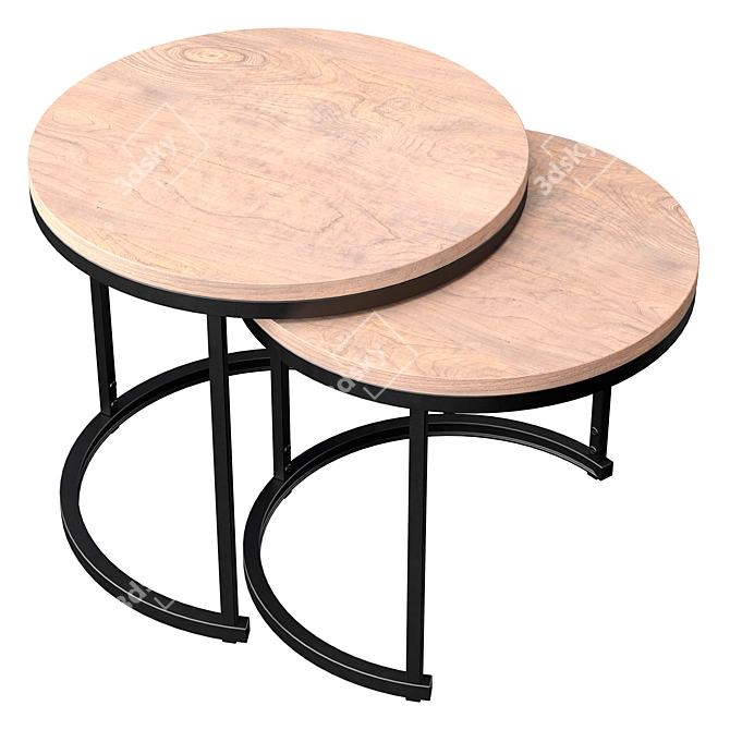 Modern Chad Table Set 3D model image 2