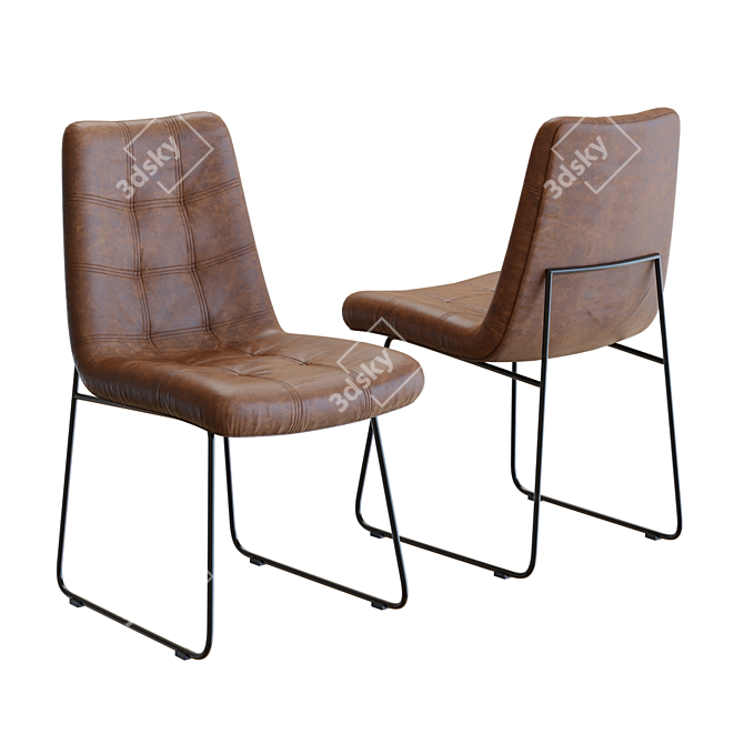 Elegant Naomi Leather Dining Chair 3D model image 1