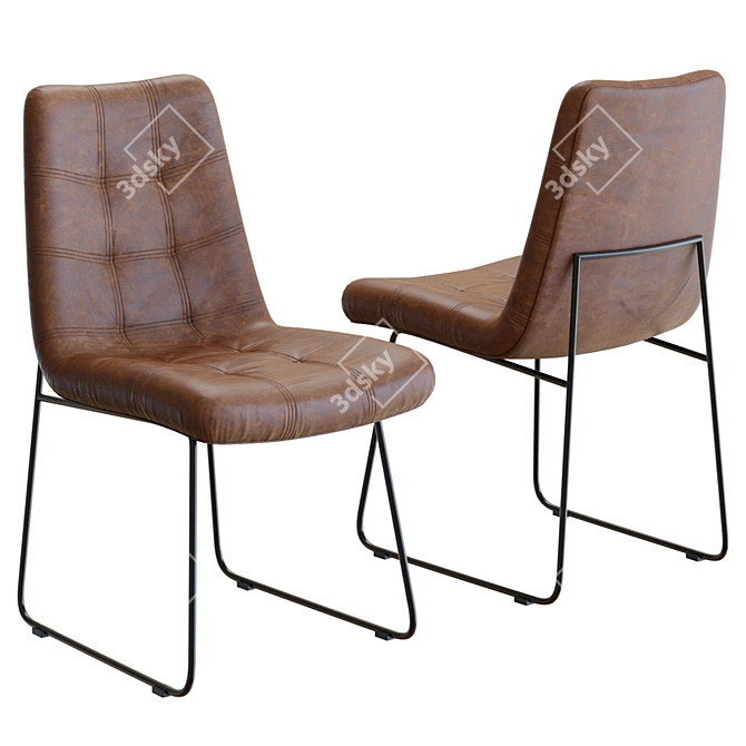 Elegant Naomi Leather Dining Chair 3D model image 8