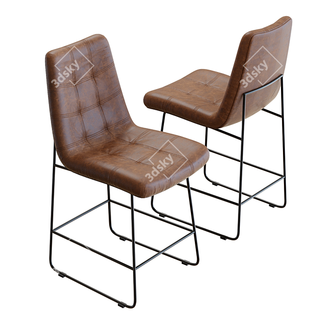 Crate & Barrel Naomi Leather Stool: Elegant and Versatile 3D model image 2