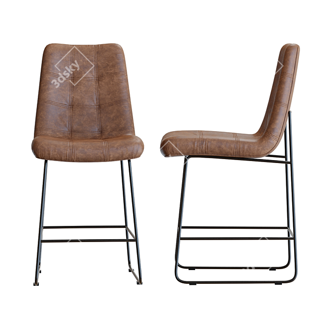 Crate & Barrel Naomi Leather Stool: Elegant and Versatile 3D model image 3