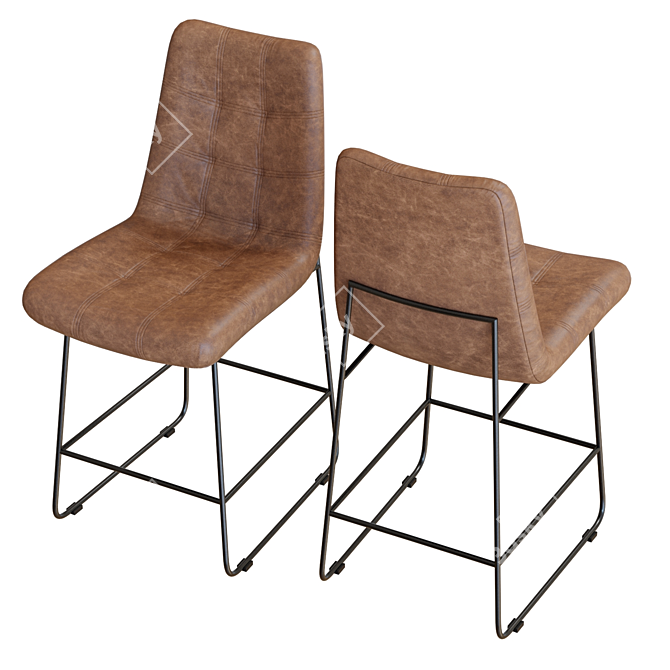 Crate & Barrel Naomi Leather Stool: Elegant and Versatile 3D model image 4