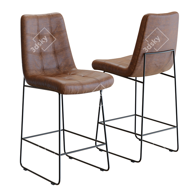 Sophisticated Naomi Leather Bar Stool 3D model image 1