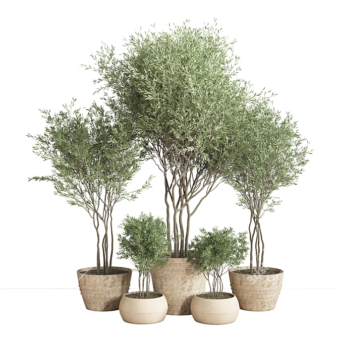 Greenery Haven: 25-Piece Indoor Plant Set 3D model image 1