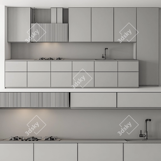 Sleek Black Wood Kitchen -76 3D model image 4