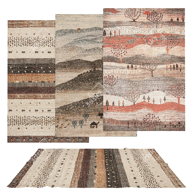 Versatile Rug Set: 6 Unique Options 3D model image 1