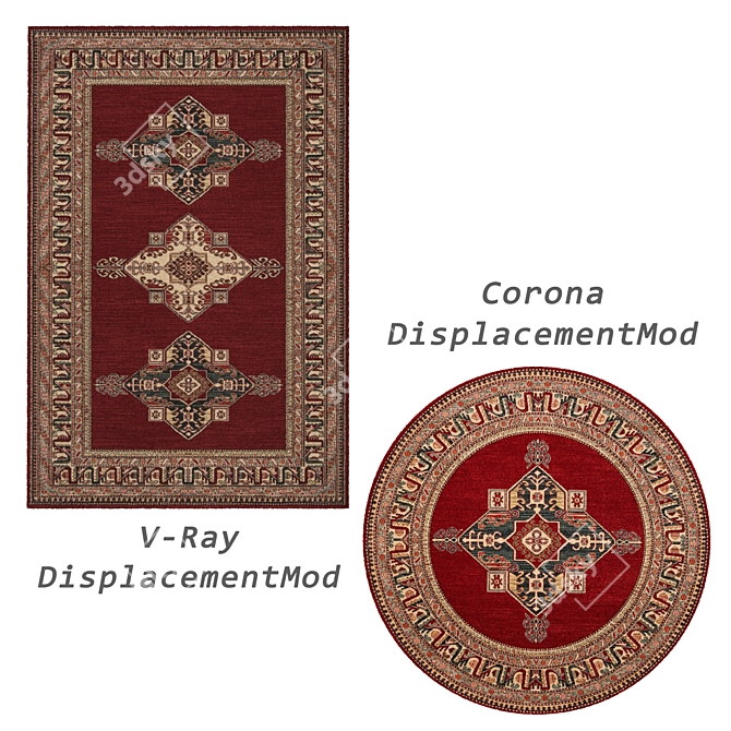 Versatile Set of 8 Rugs: VRayFur, VRayDisplacement, CoronaDisplacement Effects 3D model image 2