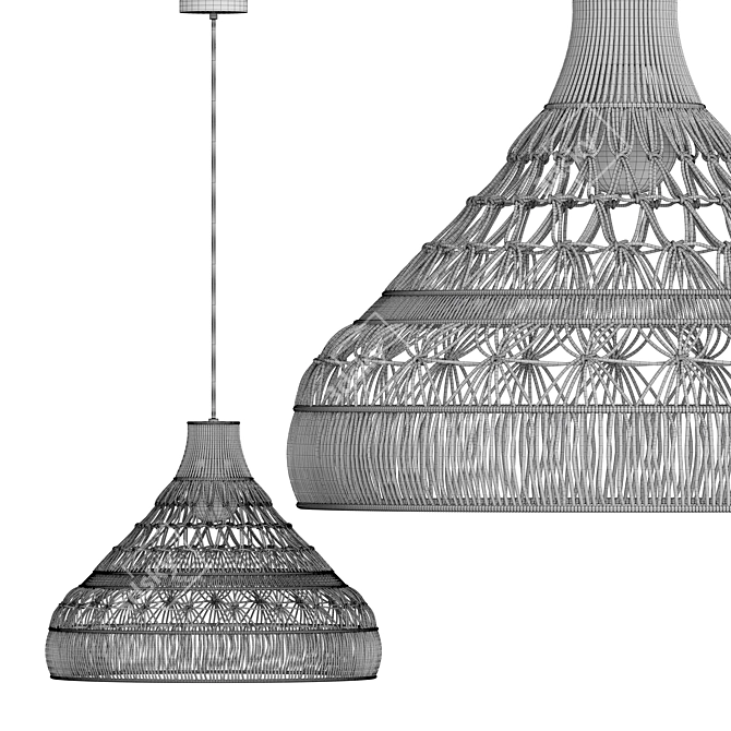 Elegant Macrame Chandelier 3D model image 5