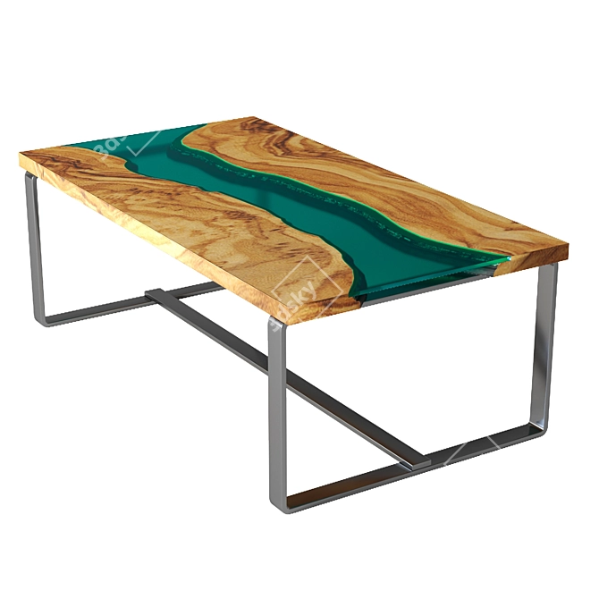 Epoxy River Olive Wood Table 3D model image 3