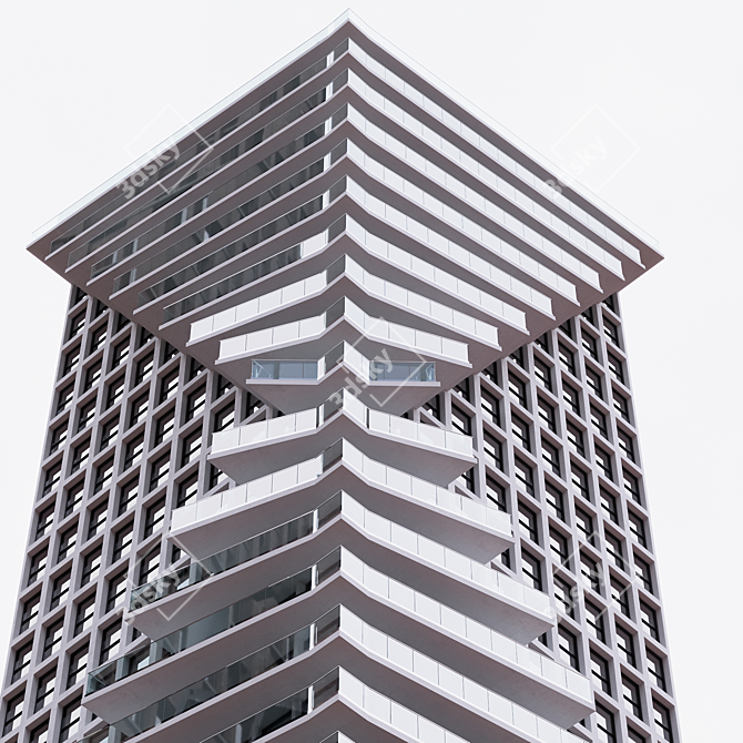 Tower No5: Versatile 4-Sided Facade 3D model image 3