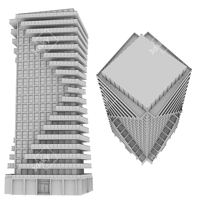 Tower No5: Versatile 4-Sided Facade 3D model image 4