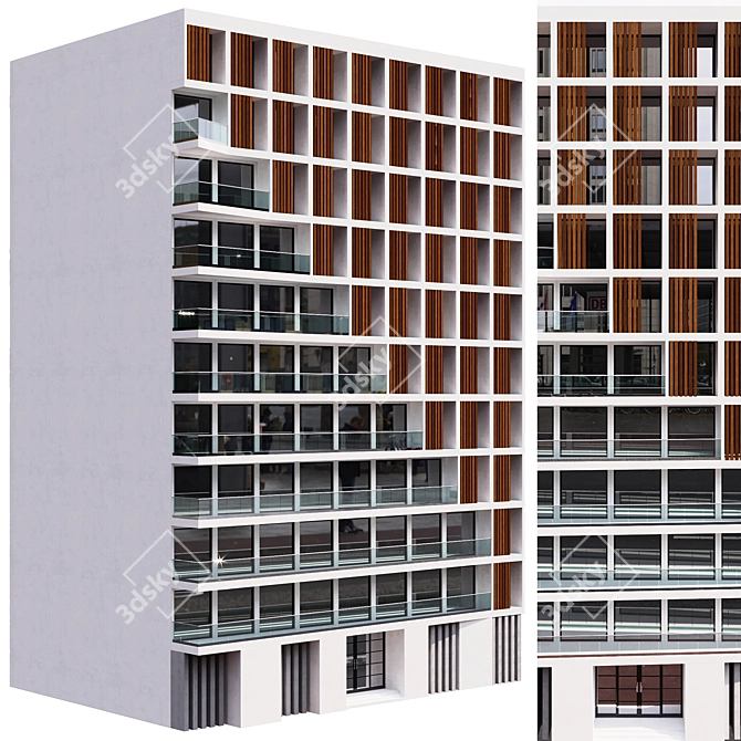 Modern Residential Building Design 3D model image 1