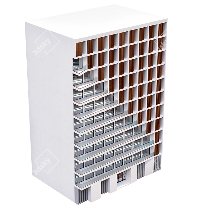 Modern Residential Building Design 3D model image 3