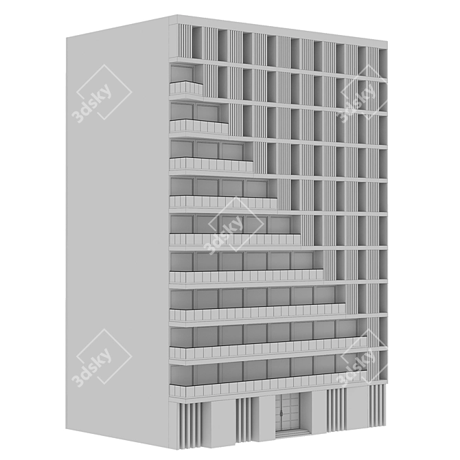 Modern Residential Building Design 3D model image 4