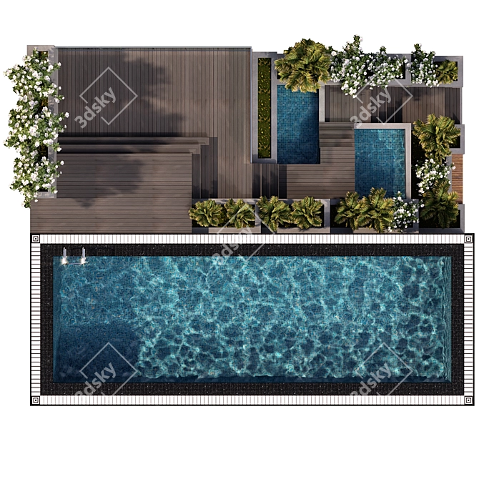 Stunning Pool with Landscaping 3D model image 3