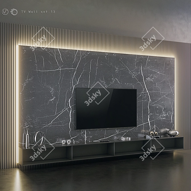 Modern TV Wall Mount Set 3D model image 2