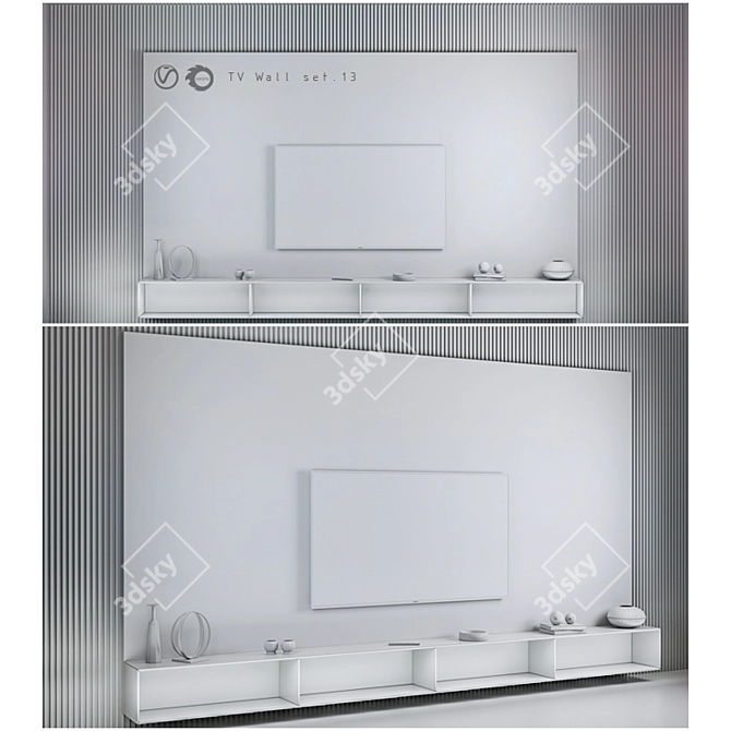 Modern TV Wall Mount Set 3D model image 3