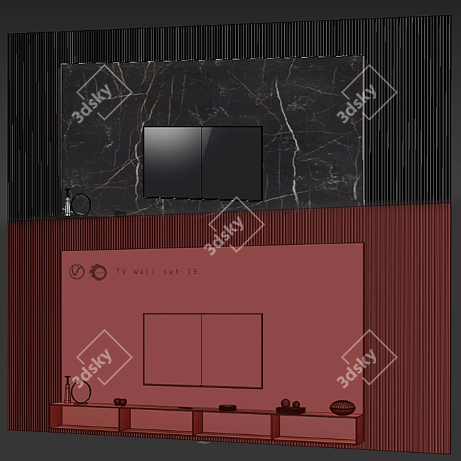 Modern TV Wall Mount Set 3D model image 4